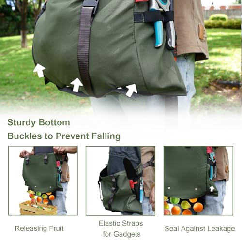 Gardening Apron Waterproof Cross Back Apron, Extra 600D Heavy Duty Apron Harvest and Large Quick Release Pockets - color: Green, size: Large