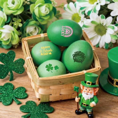 AHANDMAKER 5 Styles St. Patrick's Day Egg Stamps, St. Patrick's Elements Mini Wooden Rubber Stamp Unique Designs Egg Drawing Stamps for Eggs Famers and Chicken Owners Scrapbooking (No Ink Include) - style: St. Patrick's Day