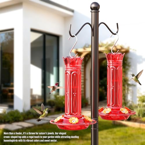 Birdream 10oz Hummingbird Feeders for Outdoors, Plastic Hummingbird Feeder with 5 Bee Guard Feeding Ports & Cleaning Brush, Gift Box Design, Leak Proof, Built-in Ant Moat, Solid Red - color: Solid Red, size: 1 Pack