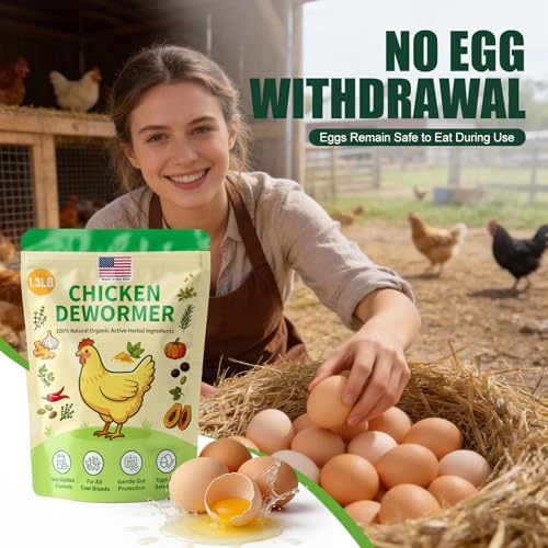 Natural Chicken De-Wormer Powder (1.3 LB) | Herbal Poultry Feed Additive with Chili for Laying Hens & Backyard Chickens | Egg-Safe for All Ages | Made in USA