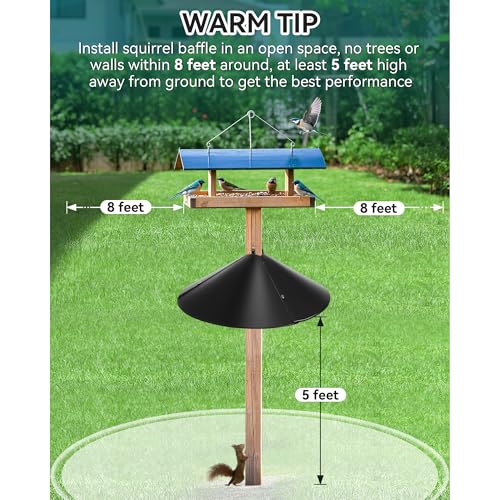 Qualirey 21.5" Metal Squirrel Proof Baffle, for 4 x 4 Posts,Black,1 Pack | Wrap Around Guard for Bird Feeder Pole to Deter Squirrels - color: Black