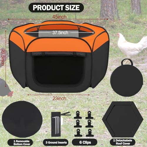 Brooder Box for Chicks, Starter Kit Pop-Up Chicken Brooder Playpen with Double Doors, Collapsible Chick Pen for Indoor Outdoor Use, Up to 20 Baby Chicks, Ducks & Quail