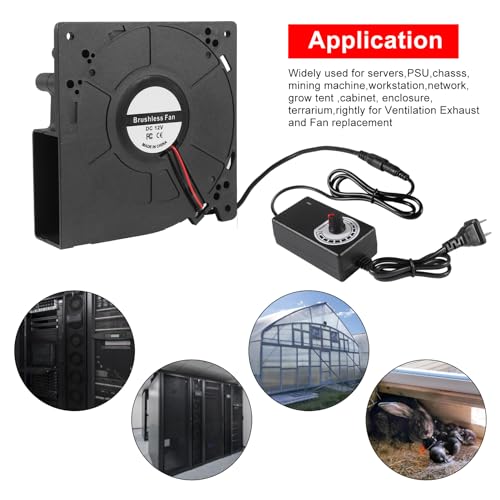 UMLIFE 1 Set PC Fans 120mm (120mm x 32mm) with Variable Speed Controller 3V to 12V, Axial Computer Fan with AC Plug 110V 120V 220V, Vent Fan for PC Cooler Biltong Box Cabinet Receiver Xbox DVR