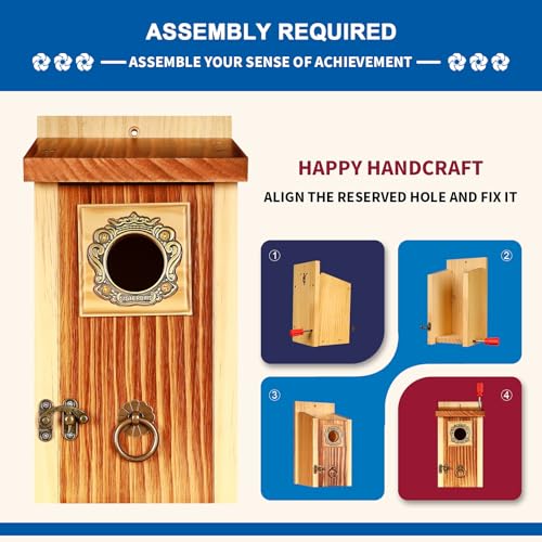 SISTERBIRD Premium Pack of 2 Bluebird Houses for Outside, Garden Bird Houses for Outdoor, Vintage Metal Predator Guard, Birdhouse Gift, Weatherproof Coating Bird Nesting, Assembly Required - color: Light Toast Vintage -- 2PK