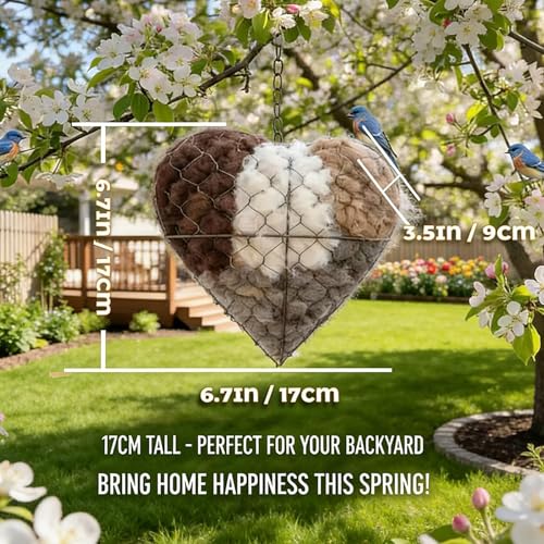 Bird Nesting Material Holder,Handmade Alpaca Fiber Bird Nesting Heart,Birds Nests Material Holder,Winter Fowl Gifts Animal Hummingbirds Lovers Home Garden Yard(1 Set) 111