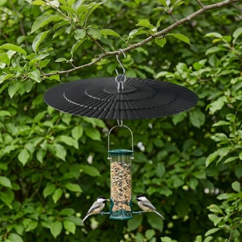 11.5" Metal Bird Feeder Rain Guard - Black | Dome Shield Umbrella Cover - Weather Baffle for Outside Hanging Bird Feeders - color: Black