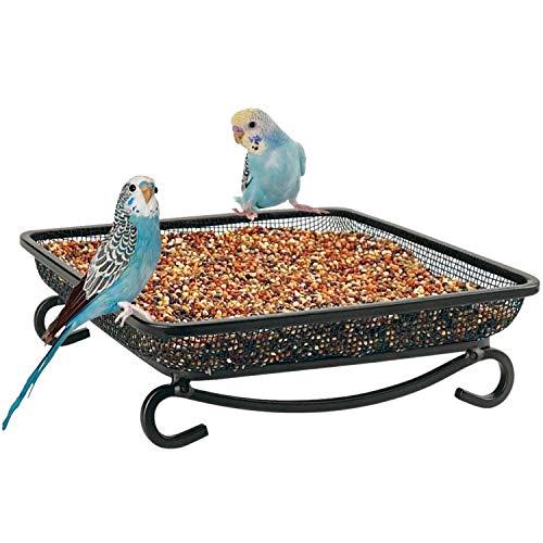 Ground Bird Feeder Tray, Metal Platform Mesh Seed Tray for Bird Feeders, Great Attracting Garden Yard Decoration for Wild Birds Squirrels Dove (1 Pack) - size: 7x7 inches (1 pack)