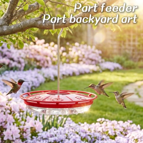 Kingsyard 2 Pack 16 OZ Saucer Hummingbird Feeders for Outdoors Hanging | 6 Bee Proof Feeding Ports, Leak-Proof Humming Nectar Bird Feeder, Ant Moat Easy Clean, Garden Décor Gifts, Oriole Feeders