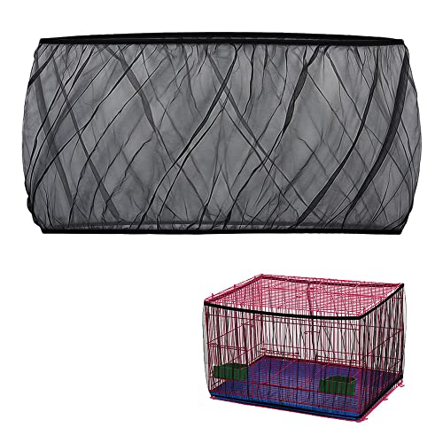 Universal Bird Cage Seed Catcher, Elasticity Airy Gauze Guard Net Cover, Soft Parrot Mesh Skirt Cover, for Round Square Cages (Black, L) - color: black, L