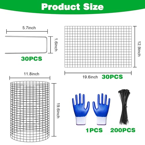 10 Pcs 11.8"x 11.8"/11.8"x 19.6" Available Chicken Wire Cloches for Plants, Plant Protector from Animal, Garden Covers Netting Iron Wire Mesh to Protect Plants Vegetables from Rabbit Squirrel Chicken - size: 11.8"D x 19.6"H