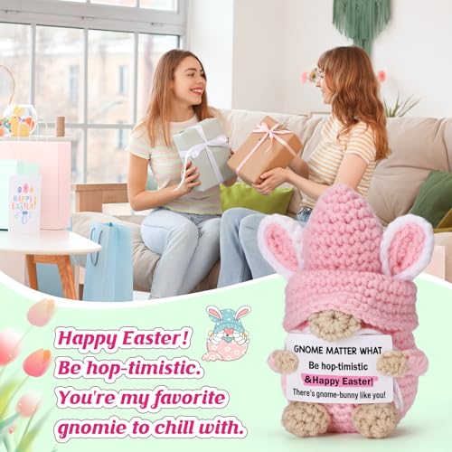 Easter Basket Stuffers for Teens - Cute Easter Basket Essentials | Handmade Crochet Easter Gnomes, Bunny Decorations Decor, Egg Fillers Funny Easter Gifts for Girls Boys Adults Women