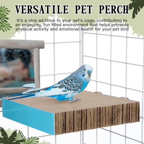 Skyygemm 2 Pieces Parrot Toy Bird Chew Cage Accessories Flat Perch Bird Paw Grinding Stand Parrot Cage Playground for Macaws, Small Parakeets, Conures, Budgies, Finches Conure Cockatiel(Large) - size: Large