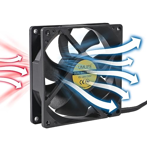 UMLIFE 2Pack AC Power Axial Fan 110V 120V 9025 90mm x 25mm Dual Ball Metal for DIY Ventilation Exhaust Projects Cooling - color: 90x25mm