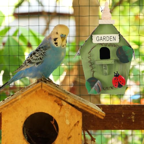 Hanging Bird House Wooden Bird Shelter for Outdoor Decor Small House for Balcony Garden Porch Houses for Outside Hanging 8.66 X 5.90 X 4.33 in