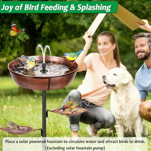 Metal Outdoor Bird Bath, Rust-Proof Removable Bowl for Garden Decor Bronze | Freestanding Birdbath & Birdfeeder with Heavy-Duty Base, Bird Bowl for Lawn Patio Yard Bird Feeding Decor, Easy to Install - color: Bronze