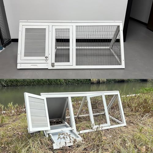 Chicken Coop for 2 Chickens Small Rabbit Hutch Quail Cages Outdoor | Ventilated Wire Mesh, Triangle Design, 3 Access Doors, Portable Playpen Run,Leak-Proof Pull-Out Tray, Fits Ducks, Chicks