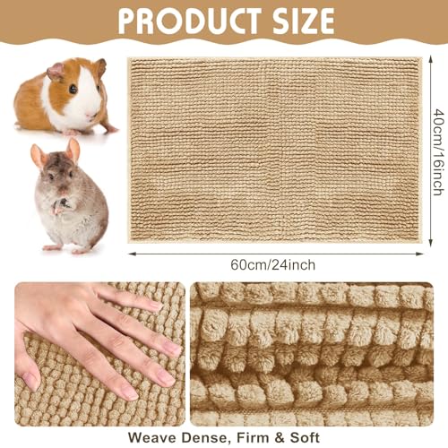 4 Pcs Guinea Pig Cage Liner 16 x 24 Inch Washable Chenille Pee Pads Pet Dog Cat Bedding Training Mat Reusable for Small Animals Puppy Bunny Hamster Chinchilla - color: Beige, size: 16 x 24 Inch, style: Low Pile Chenille