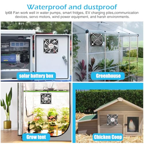 Wathai 2PCS IP68 80mm x 25mm 12V Waterproof Cooling Fan DC 12v Exhaust Fan | High Airflow Dual Ball DC 12v Exhaust Fan 2Pin for DIY RV Fridge Refrigerator Solar Battery Box Cabinet Ventilation Cooling - style: IP68 80mm