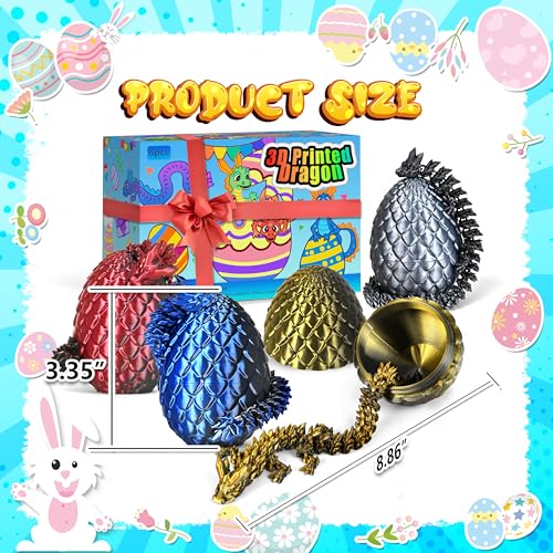 Impossmaker 8" 3D Printed Dragon Eggs, Mystery Crystal Dragon Egg for Easter Basket Stuffers, Unique Easter Toys & Decor, Fantasy Tabletop Decor Gifts for Kids & Collectors (6 Pack) - style: 6P-S3