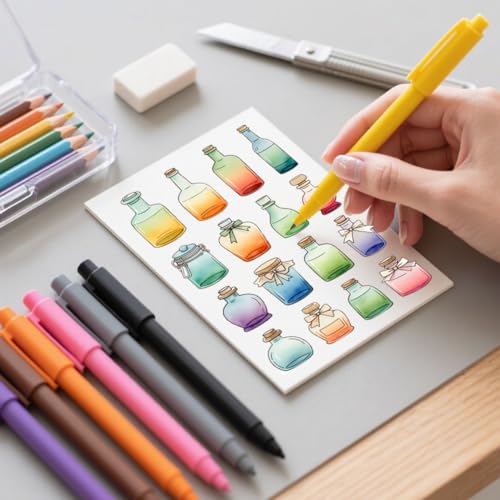 CHGCRAFT Various Bottle Style Clear Stamps Glass Bottle and Inkwell Silicone Stamp Seal for DIY Scrapbooking and Card Making Paper Craft Decor 6.3 × 4.3 Inch - style: Bottle