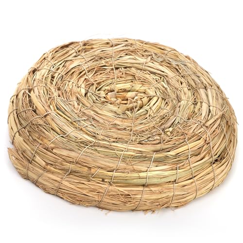 Eorbow 6 Packs Woven Straw Bird Nests, 8" Handmade Flat Base Spawning Nest, Small Animal Breeding Bed Hatch House Cage Accessories for Dove Pigeon Parrot Cuckoo Sparrow Rabbits Chinchillas Hamster
