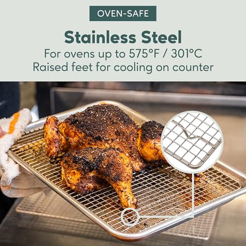 Stainless Steel Baking Rack - 10 x14.75 inch Jelly Roll Wire | 100% Stainless Steel, Oven-Safe, Dishwasher-Safe, Heavy Duty Tight-Wire, Sheet Pan Cooling Racks, Easy to Clean, Roasting - size: 10.0" x 14.75" 1-Pack