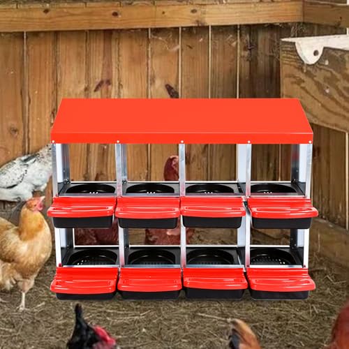 Chicken Nesting Box，Red 8 Hole Chicken Laying Box, Tray for Easy Egg Collection, Large Holes for Ventilation, Suitable for Chickens & Ducks - color: Red, size: 8 Holes