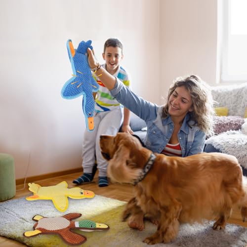 Dog Toys 3-Pack Cute Duck Shapes Puppy Toys No-Stuffing Squeaky and Crinkle Interactive Dog Chew Toy for Small to Large Breeds - color: Multicolor