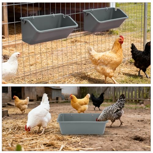 12 Pcs 5 Quart Hanging Chicken Feeders with Metal Clips Duck Water Trough Goat Feeder Bucket Container Chicken Waterer for Fence Deer Horse Pig Turkeys Goose Poultry Livestock Supplies