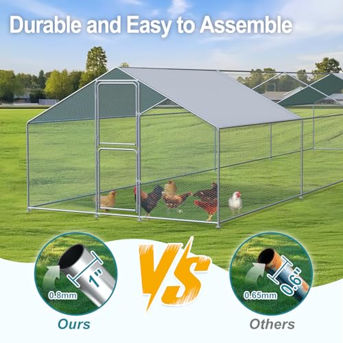 Airynee Large Chicken Coop, Chicken Coops for 40 Chickens, Chicken Runs for Yard with Water Poof & UV Resistance Cover, Spire Roof Chicken Coop Run with Double Lockable Doors for Outdoor Backyard