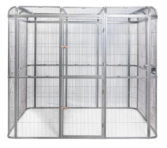 SENY Heavy Duty Large Walk-in Bird Aviary Cage, 79H x 86W x 62D inches, for Parrots, Macaws, Cockatoos, Reptiles, Dogs, Birds Flight Cage. (Silver Black, Wire Size: 0.14") - color: Silver Black, size: Wire Size: 0.14"
