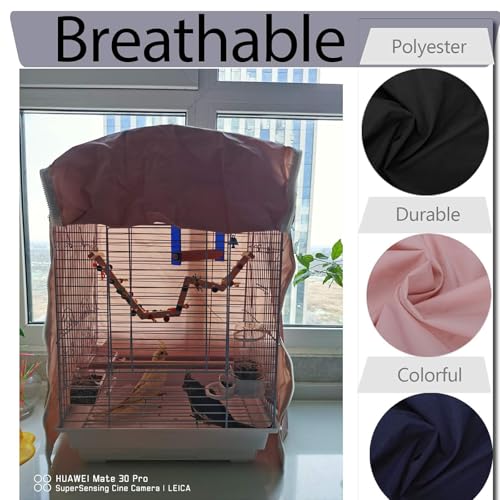 QBLEEV Birdcage Cover, Parrot Cage Night Cover Shade, Universal Cage Covers | Pet blackout windproof light-proof sleep reduces distractions night tear-resistant cloth without cage-14.1x18.5x26.7"(LxWxH） - color: Pink, size: 14.1"L X 18.5"W X 26.7"H