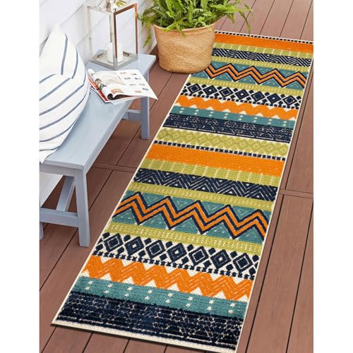 Rugshop Marbella Indoor/Outdoor Contemporary Boho Runner Rug Multi 2' x 7' | Non-Shedding, Runner, Size 2' x 7', Patio, Deck, Porch, Balcony, Backyard, Garden, Poolside, Sunroom, Outdoor Living - color: Multi Color, size: 2' x 7' (Rectangular)