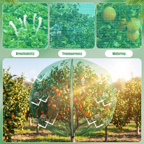 18W x 20L Ft Extra Large Fruit Tree Netting Cover with Zipper and Drawstring, Plant Protection Netting Insect Bird Barrier for Garden Cherry Trees Peach, Keep Birds Squirrels Cicadas Out - size: 18 x 20 ft