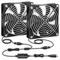 USB Cooling Fan 120mm 5V Brushless with Speed Controller 2 Packs | Small Cooling Fan with Variable Speed for PC Computer PlayStation Xbox Router Receiver DVR AV Cabinet Projector - style: 120mm x2