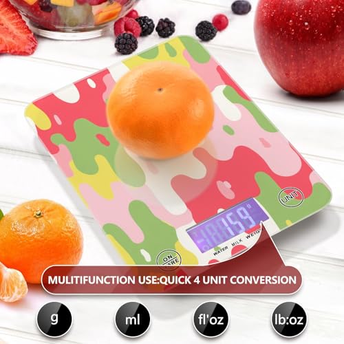 Food Scale Kitchen Scale Food Weight Scales Digital Weight Grams and Ounces Small Electronic Food Scale for Baking Cooking Colorful Drips - color: Colorful Drips