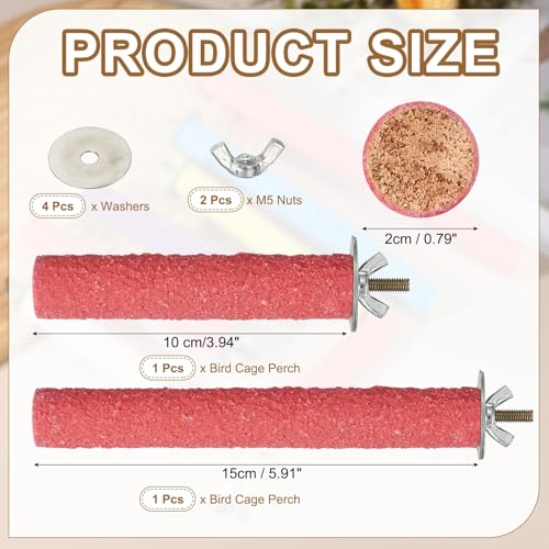 Bird Cage Perch, Colorful Parrot Grinding Claw Sticks, Platform Paw Stand Toy 4/6 Inch, (Wooden, Pink, 2Pcs), Intended for Small Medium Birds/Parrots/Finches/Lovebird - color: Pink, size: 4/6 Inch