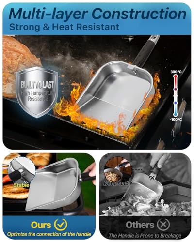 Griddle Scoop for Blackstone with a Any-Edge Hook, Stainless Steel Griddle Portable Food Mover for Stir Fry and Move Food, Classic Grill Shovel - color: Classic Scoop, size: 1 Pack