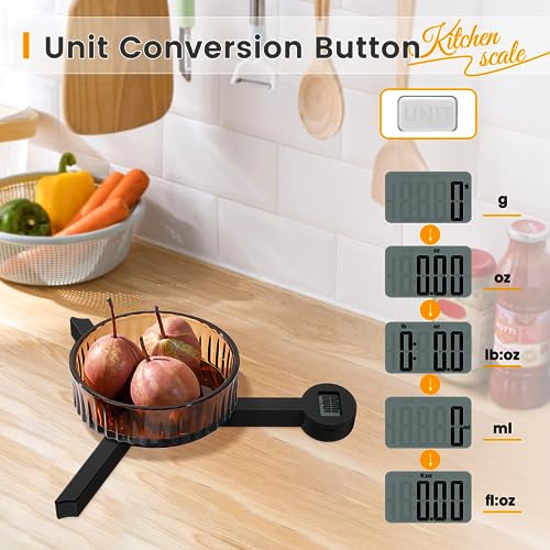 Folding Digital Kitchen Scale, Highly Accurate Compact Portable Food Scale with LCD Display, Auto Power Off and Tare Features, for Measuring Intake of Healthy Eating People (Black)