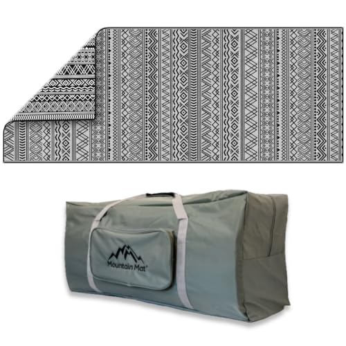 8x20 Black & Cream Bohemian Rhapsody RV Patio Mat with Carry Bag – Extra Thick 5mm – Heavy-Duty, Waterproof, Reversible – Premium Outdoor Mat (8'x 20', Bohemian Rhapsody) - color: Black & Cream, style: 8' x 20'