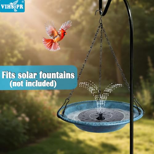 Hanging Bird Bath & Feeder Bowl, 12 in, Antique Blue | Weather-Resistant PP, Backyard Garden Decor - color: Blue