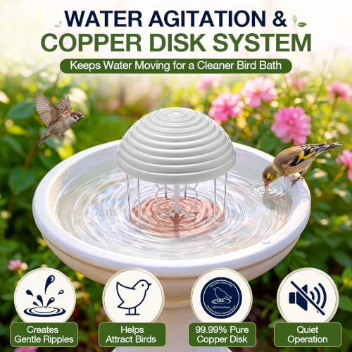 Bird Bath Water Agitator with 2 Round 99.99% Pure Copper Disk, Battery Powered Bird Bath Circulator, Quiet Waterproof Mover Keeps Water Fresh for All Season Use (Butterfly Paddle) - style: Butterfly Paddle