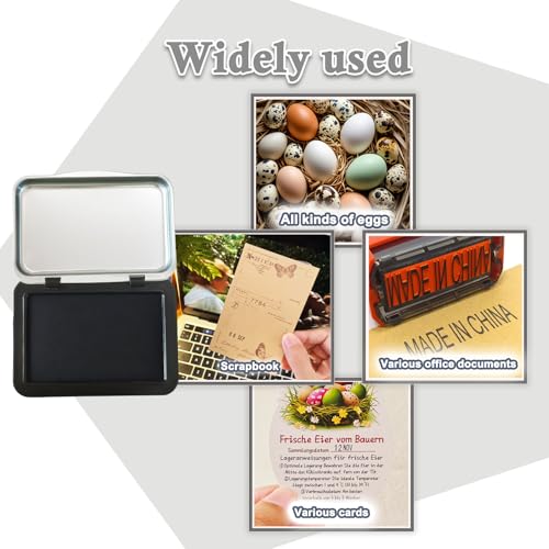 Ink Stamp Pad for Egg Date Marking,Black Red and Blue Colors Available, Metal Case (Black) - color: Black