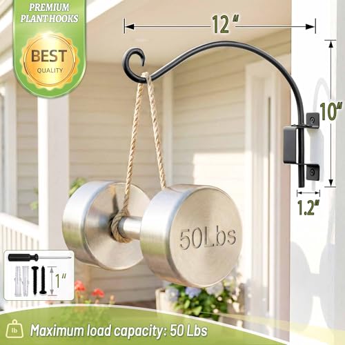 Lifyzoon Swivel Bird Feeder Hanger: 180° Heavy Duty Outdoor Hook Basket | 50 lb Capacity, 180° Smooth Swivel for Bird Viewing, Rust-proof Coating, Outdoor Garden Display, Hardware Included - size: 12 Inch