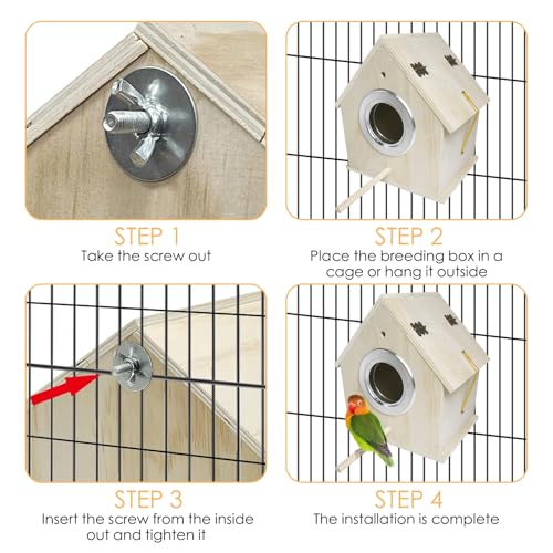 kathson Parakeet Nest Box Bird Nesting House Parrot Breeding Mating Box for Lovebirds Cockatiel Budgie Finch (7.87”x5.7”x11.22”)