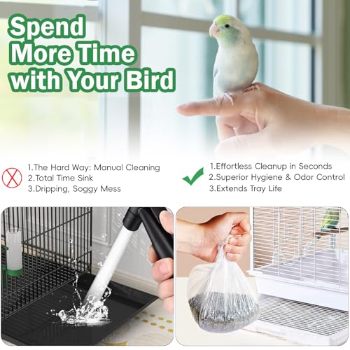 50 Pack Disposable Bird Cage Liners, Clear Plastic, 27 * 20 Inches, Leak-Proof, Universal Tray Liner Bags for Parrots, Canaries, Cockatiels - size: 27*20