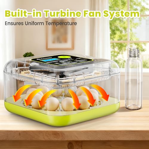 Egg Incubators for Hatching Eggs, 12 Egg Incubator with Automatic Egg Turning and Humidity Control, Incubator for Chicken/Quail/Duck Eggs with Temperature Control/LED Egg Candler, 360 Degree View