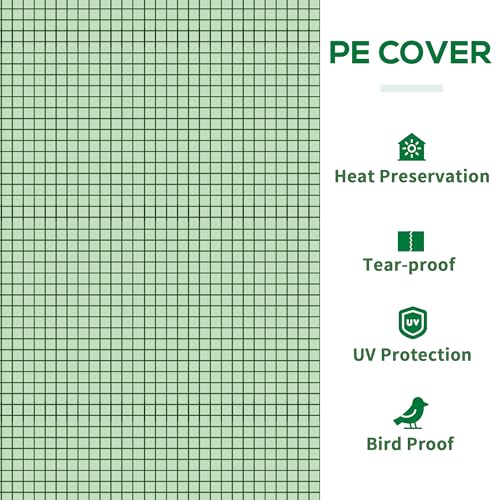 Outsunny 10' x 3' x 2.5' Mini Greenhouse Portable Tunnel Green House Green | Roll-Up Zippered Doors, UV Waterproof Cover, Steel Frame - color: Green, size: 10' x 3' x 2.5'