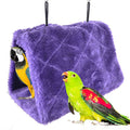 MOACC Winter Warm Bird Nest House Shed Hut Hanging Hammock Finch Cage Plush Fluffy Birds Hut Hideaway for Hamster Parrot Macaw Budgies Eclectus Parakeet Cockatiels Cockatoo Lovebird (M, Purple) - color: Purple, size: M