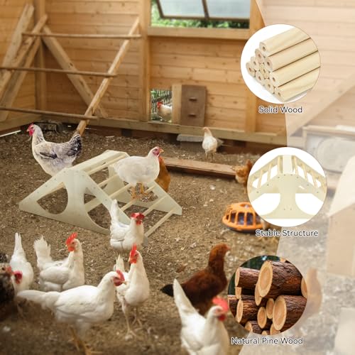 Chicken Roosting Bar Solid Wood Roosting Ladder Poultry Perch Stand Jungle Gym for Backyards Chicken Coops Farms Chicken Toy for Chicks Hens Roosters Large Birds Parrots Macaws L - size: Large